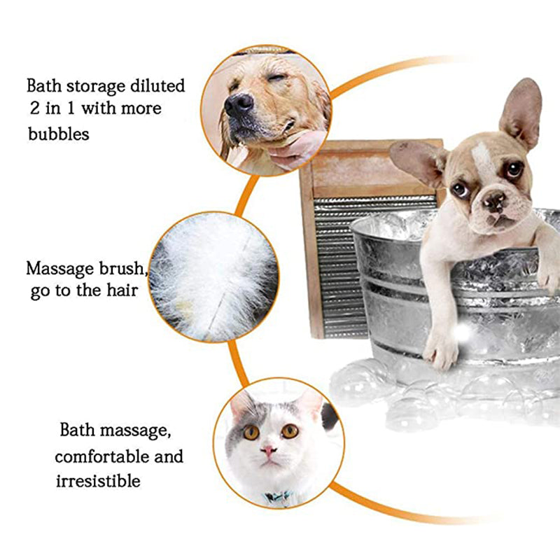 2-in-1 Pet Bath Brush & Shampoo Dispenser for Dogs & Cats