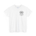 White Tailyverze Dog Mom graphic tee with dog illustration on the front