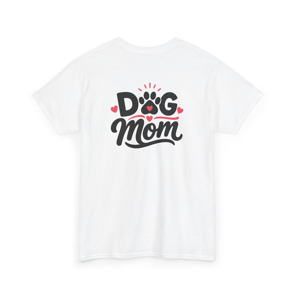 White Dog Mom graphic T-shirt with bold dog lover design