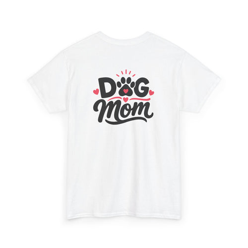 White Dog Mom graphic T-shirt with bold dog lover design