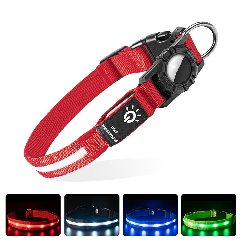 LED Safety Dog Collar with Locator Holder (USB Rechargeable)