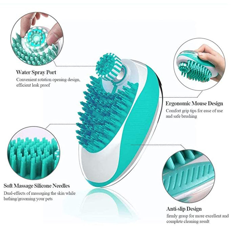 2-in-1 Pet Bath Brush & Shampoo Dispenser for Dogs & Cats