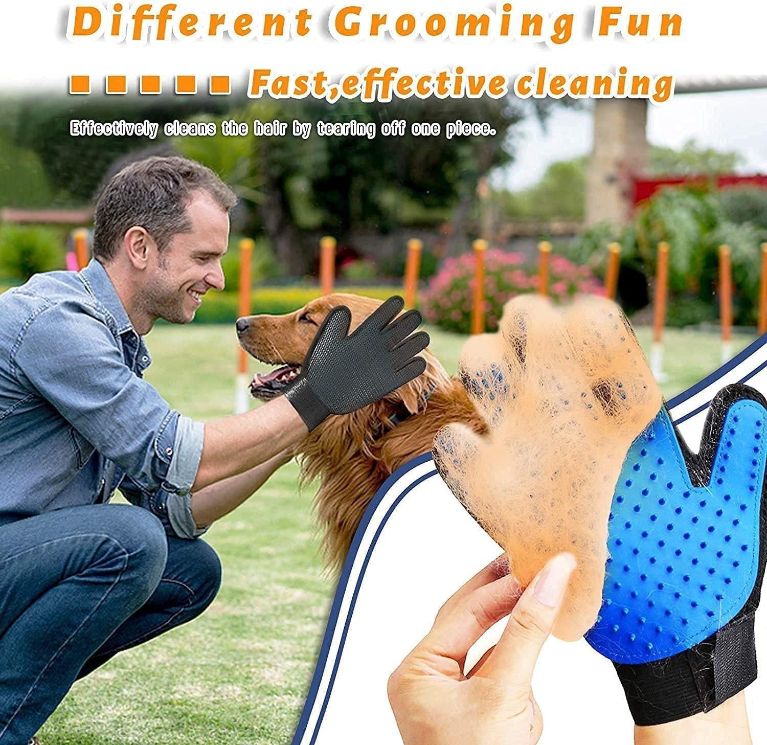 Pet Grooming & Deshedding Glove for Dogs & Cats