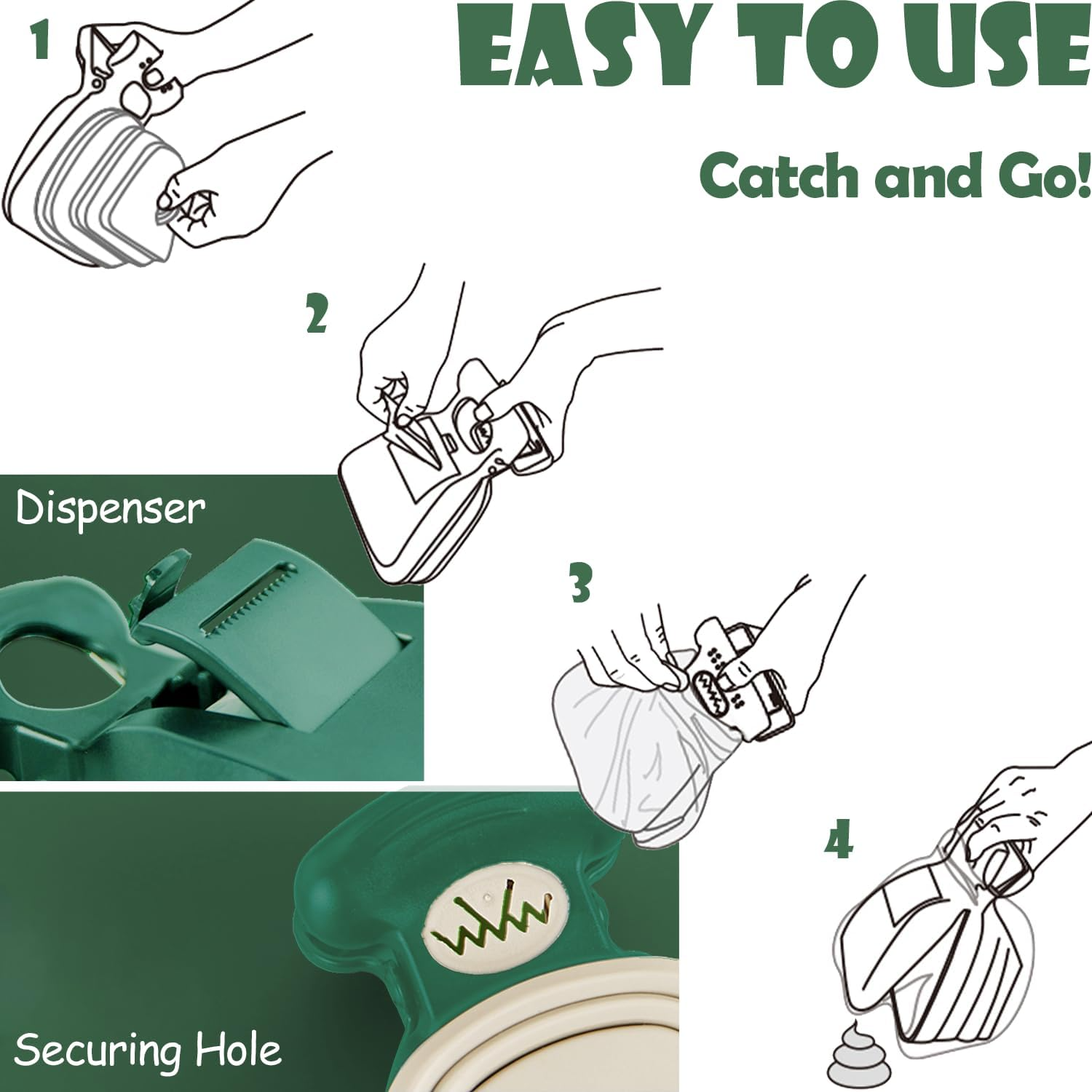 Portable Pet Waste Scooper with Built-in Bag Dispenser