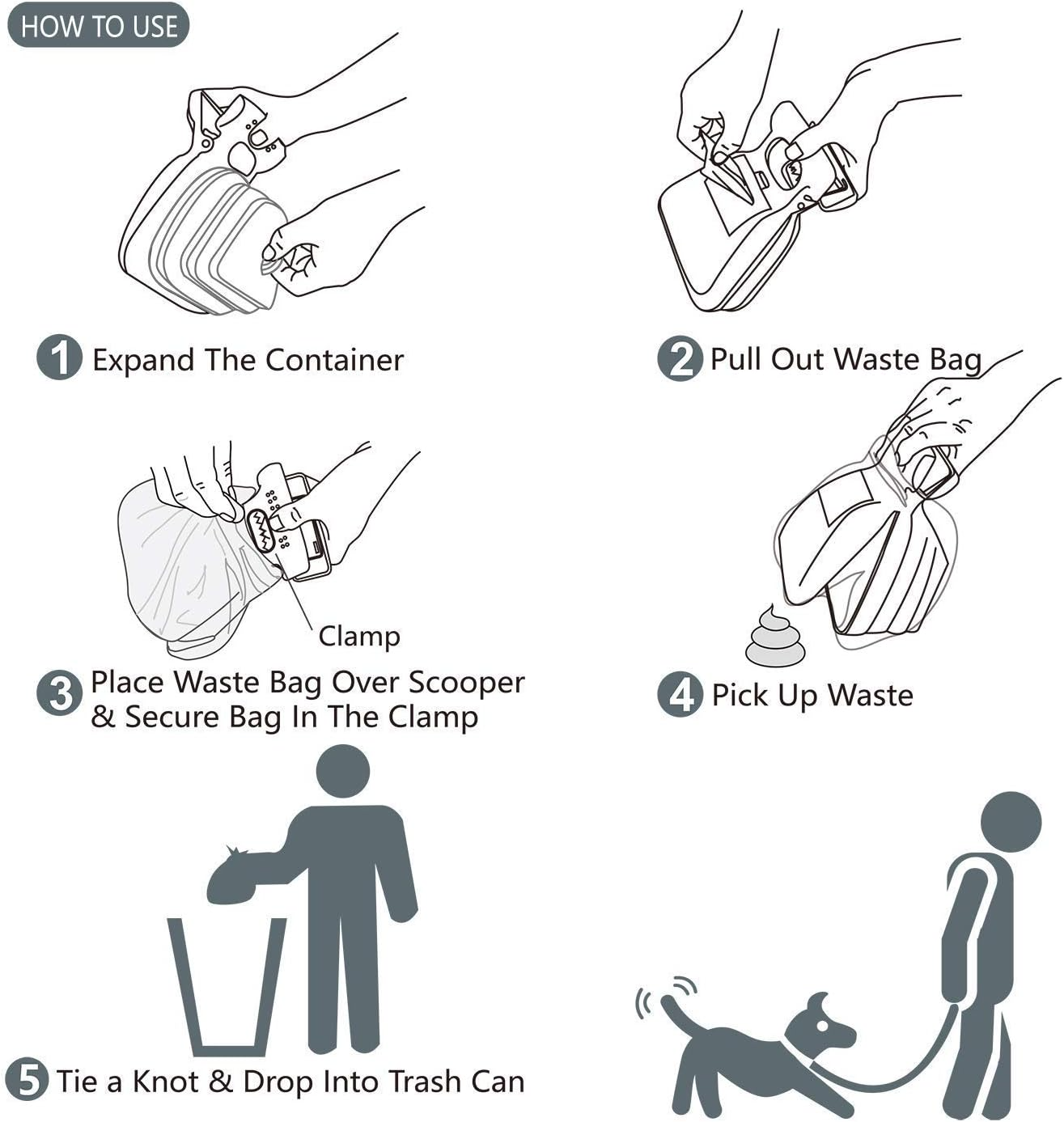 Portable Pet Waste Scooper with Built-in Bag Dispenser