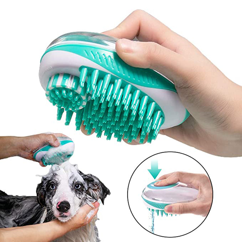 2-in-1 Pet Bath Brush & Shampoo Dispenser for Dogs & Cats