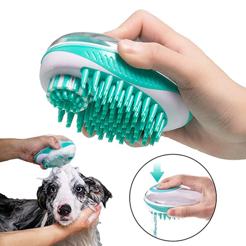 2-in-1 Pet Bath Brush & Shampoo Dispenser for Dogs & Cats