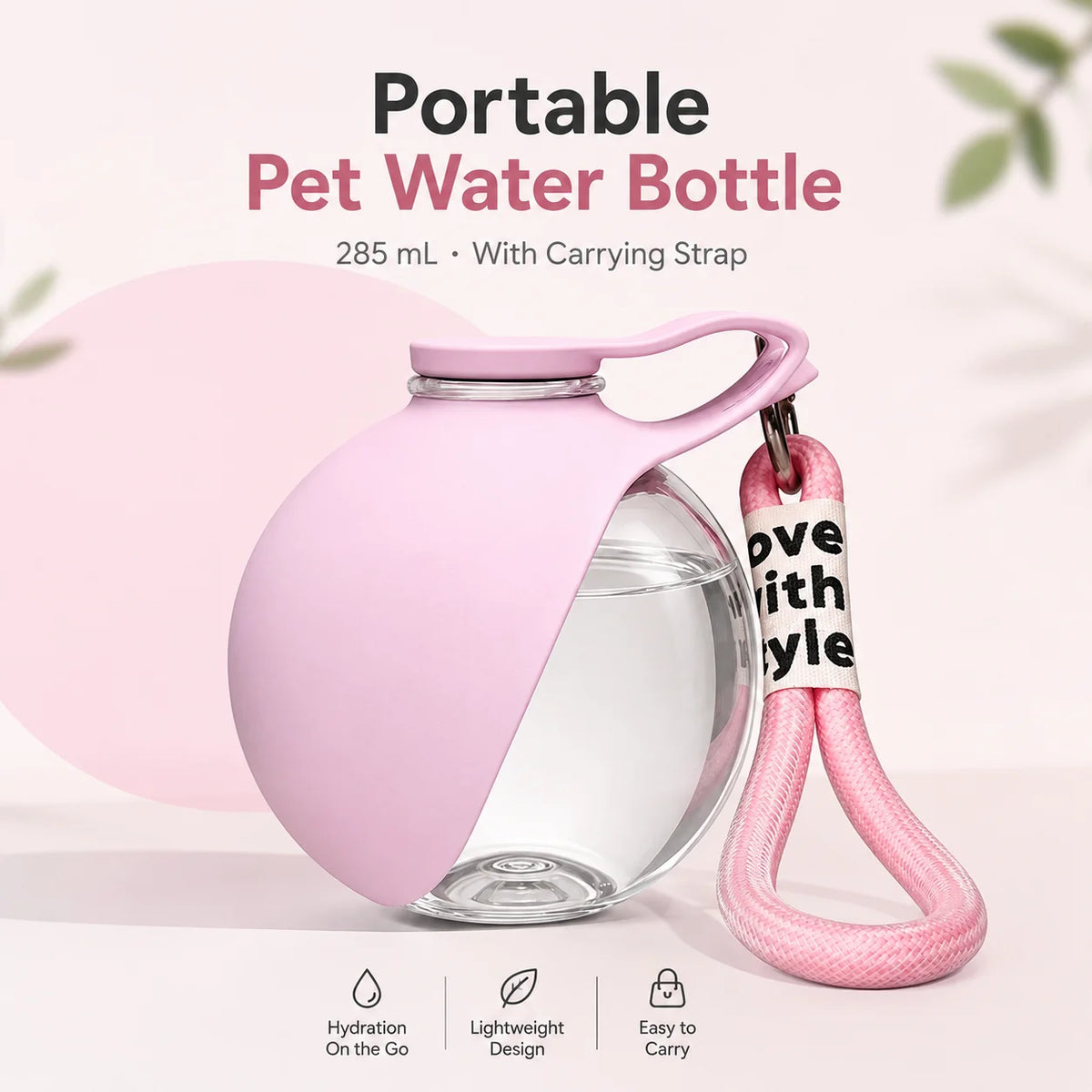 Portable Leak-Resistant Pet Water Bottle — 285ml