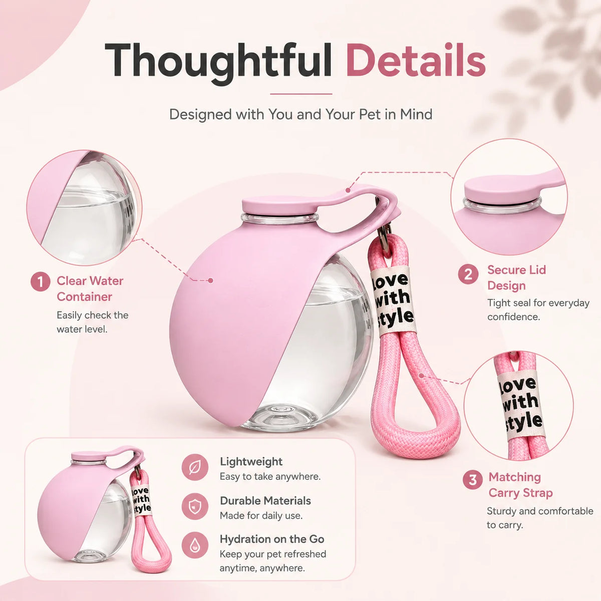 Portable Leak-Resistant Pet Water Bottle — 285ml