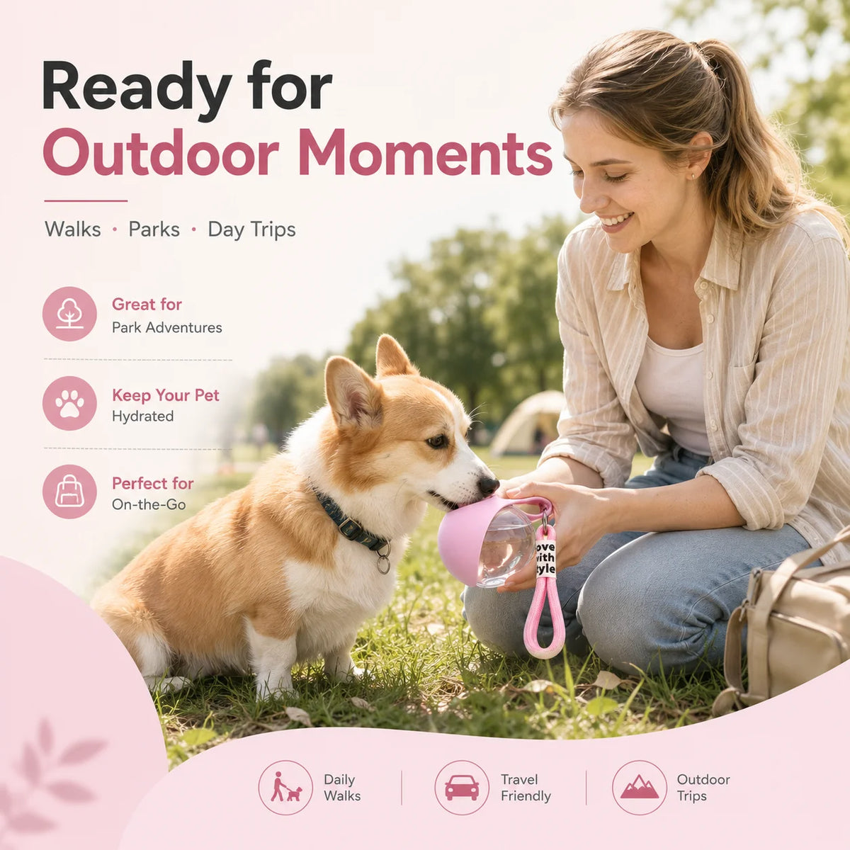 Portable Leak-Resistant Pet Water Bottle — 285ml