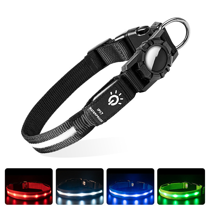 LED Safety Dog Collar with Locator Holder (USB Rechargeable)
