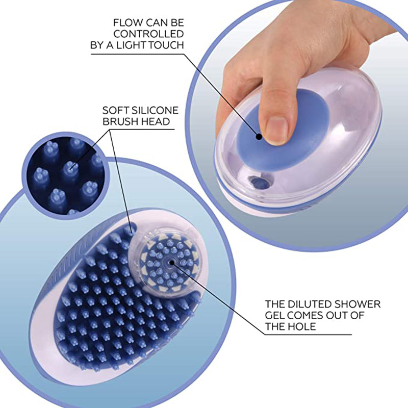 2-in-1 Pet Bath Brush & Shampoo Dispenser for Dogs & Cats