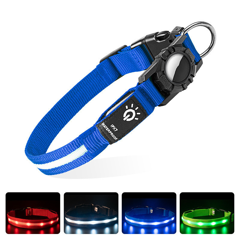 LED Safety Dog Collar with Locator Holder (USB Rechargeable)