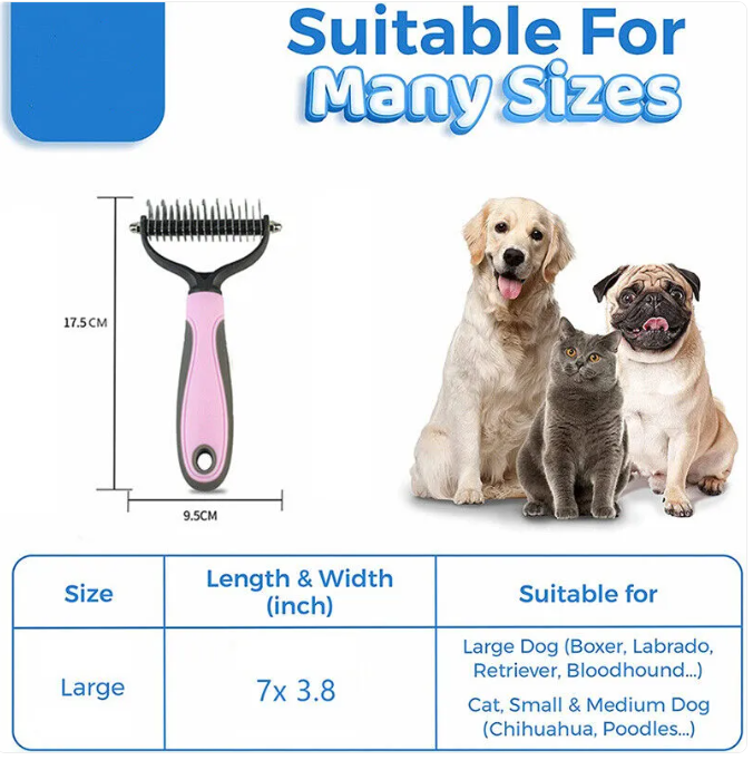 2-in-1 Pet Grooming Brush & Deshedding Comb for Dogs & Cats