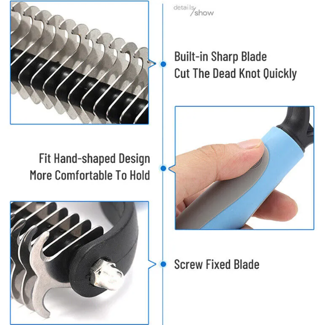 2-in-1 Pet Grooming Brush & Deshedding Comb for Dogs & Cats