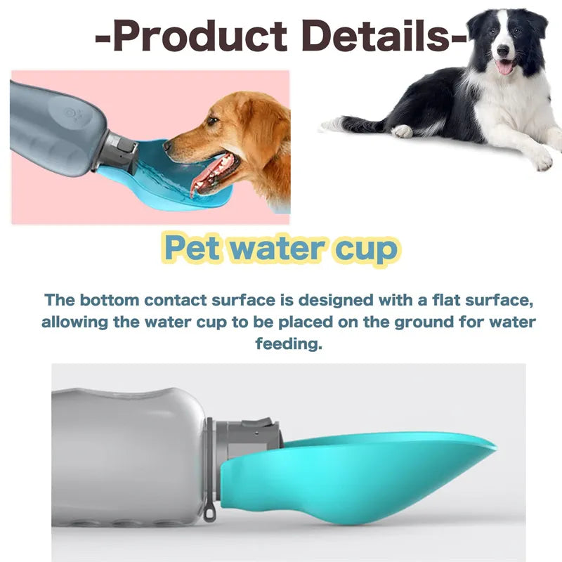 800ml Portable Pet Water Bottle with Foldable Bowl