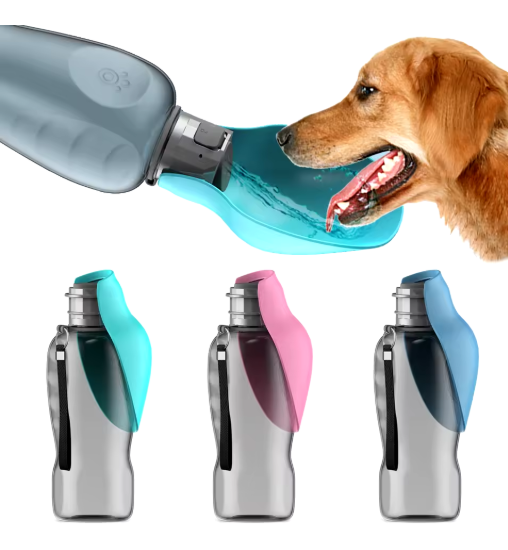 800ml Portable Pet Water Bottle with Foldable Bowl