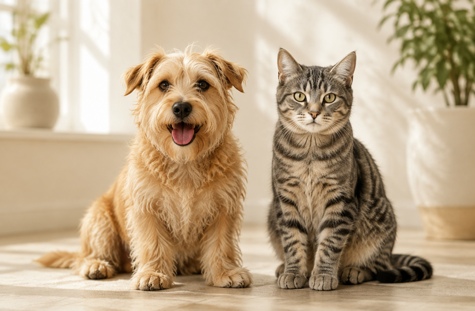 Dog and cat sitting together for Tailyverze